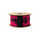 2 1/2" Wired Ribbon | Witches on Hot Pink w/ Black Backing | 10 Yard Roll