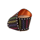 4" Wired Dupioni Ribbon | Bright "Spooky" on Black w/ Satin Orange Backing | 10 Yard Roll