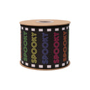 4" Wired Dupioni Ribbon | Bright "Spooky" on Black w/ Satin Orange Backing | 10 Yard Roll