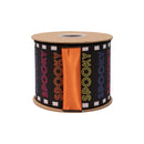 4" Wired Dupioni Ribbon | Bright "Spooky" on Black w/ Satin Orange Backing | 10 Yard Roll
