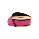 1 1/2" Wired Velvet Ribbon | Black w/ Hot Pink Glitter Backing | 10 Yard Roll