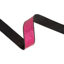 1 1/2" Wired Velvet Ribbon | Black w/ Hot Pink Glitter Backing | 10 Yard Roll