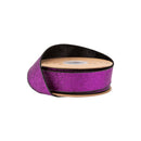 1 1/2" Wired Velvet Ribbon | Black w/ Purple Glitter Backing | 10 Yard Roll