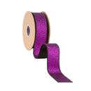 1 1/2" Wired Velvet Ribbon | Black w/ Purple Glitter Backing | 10 Yard Roll