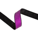 1 1/2" Wired Velvet Ribbon | Black w/ Purple Glitter Backing | 10 Yard Roll