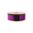 1 1/2" Wired Velvet Ribbon | Black w/ Purple Glitter Backing | 10 Yard Roll