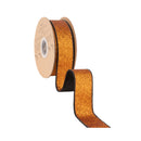 1 1/2" Wired Velvet Ribbon | Black w/ Orange Glitter Backing | 10 Yard Roll