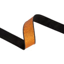 1 1/2" Wired Velvet Ribbon | Black w/ Orange Glitter Backing | 10 Yard Roll