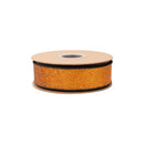 1 1/2" Wired Velvet Ribbon | Black w/ Orange Glitter Backing | 10 Yard Roll