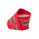 4" Wired Dupioni Ribbon | Animal Hides on Hot Pink w/ Pink Backing | 10 Yard Roll
