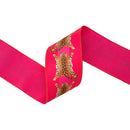 4" Wired Dupioni Ribbon | Animal Hides on Hot Pink w/ Pink Backing | 10 Yard Roll