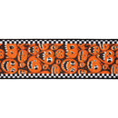 4" Wired Dupioni Ribbon | Jack-o-Lanterns and Check Edging w/ Black Backing | 10 Yard Roll