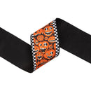 4" Wired Dupioni Ribbon | Jack-o-Lanterns and Check Edging w/ Black Backing | 10 Yard Roll
