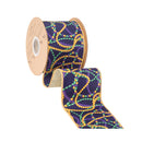 4" Wired Dupioni Ribbon | Mardi Grais Beads w/ Gold Backing | 10 Yard Roll