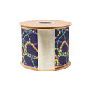 4" Wired Dupioni Ribbon | Mardi Grais Beads w/ Gold Backing | 10 Yard Roll