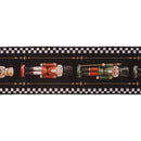 4" Wired Dupioni Ribbon | Black/White Check Nutcracker on Black w/ Red Backing | 10 Yard Roll