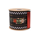 4" Wired Dupioni Ribbon | Black/White Check Nutcracker on Black w/ Red Backing | 10 Yard Roll