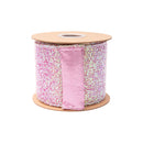 3.6" Wired Ribbon | Iridescent Texture on Fushcia Backing | 10 Yard Roll