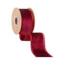 2 1/2" Wired Velvet Ribbon | Burgundy Velvet Center | 10 Yard Roll