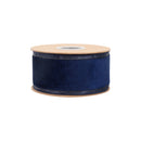 2 1/2" Wired Velvet Ribbon | Blue Velvet Center | 10 Yard Roll