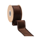 2 1/2" Wired Velvet Ribbon | Brown Velvet Center | 10 Yard Roll