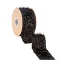 2 1/2" Wired Ribbon | Black Sparkle Fur | 10 Yard Roll