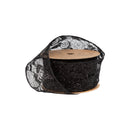 2 1/2" Wired Ribbon | Black Glitter Lace | 10 Yard Roll