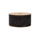 2 1/2" Wired Ribbon | Black Glitter Lace | 10 Yard Roll