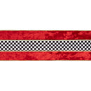 4" Wired Velvet Ribbon | Black/White Check w/ Red Banded Velvet w/ Gold Backing | 10 Yard Roll