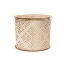 4" Wired Velvet Ribbon | Gold Damask on Ivory w/ Gold Backing | 10 Yard Roll
