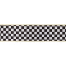 2 1/2" Wired Velvet Ribbon |Black/White Check w/ Gold Backing | 10 Yard Roll