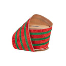 4" Wired Velvet Ribbon | Red w/ Green Metallic Trim w/ Gold Backing | 10 Yard Roll