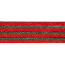 4" Wired Velvet Ribbon | Red w/ Green Metallic Trim w/ Gold Backing | 10 Yard Roll