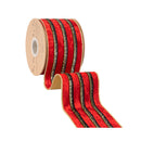 4" Wired Velvet Ribbon | Red w/ Black/Gold Metallic Trim w/ Gold Backing| 10 Yard Roll
