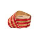 2 1/2" Wired Velvet Ribbon | Red w/ Gold Metallic Trim w/ Gold Backing | 10 Yard Roll