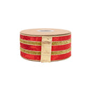 2 1/2" Wired Velvet Ribbon | Red w/ Gold Metallic Trim w/ Gold Backing | 10 Yard Roll