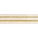 2 1/2" Wired Velvet Ribbon | Ivory Velvet w/ Gold Metallic Trim w/ Gold Backing | 10 Yard Roll