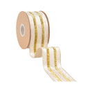 2 1/2" Wired Velvet Ribbon | Ivory Velvet w/ Gold Metallic Trim w/ Gold Backing | 10 Yard Roll