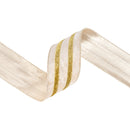 2 1/2" Wired Velvet Ribbon | Ivory Velvet w/ Gold Metallic Trim w/ Gold Backing | 10 Yard Roll