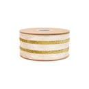 2 1/2" Wired Velvet Ribbon | Ivory Velvet w/ Gold Metallic Trim w/ Gold Backing | 10 Yard Roll