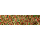 2 1/2" Wired Ribbon | Red/Green/Gold Woven Tinsel w/ Fused Backing | 10 Yard Roll
