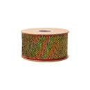 2 1/2" Wired Ribbon | Red/Green/Gold Woven Tinsel w/ Fused Backing | 10 Yard Roll