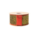 2 1/2" Wired Ribbon | Red/Green/Gold Woven Tinsel w/ Fused Backing | 10 Yard Roll