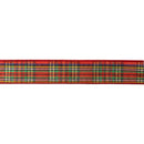 1 1/2" Wired Ribbon | Red/Black/Gold Plaid | 10 Yard Roll