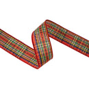 1 1/2" Wired Ribbon | Red/Black/Gold Plaid | 10 Yard Roll
