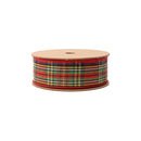1 1/2" Wired Ribbon | Red/Black/Gold Plaid | 10 Yard Roll