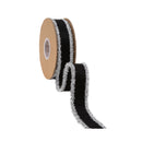 1" Felt Wired Ribbon | Black w/ Tinsel Edge | 10 Yard Roll