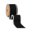 2 1/2" Felt Wired Ribbon | Black w/ Tinsel Edge | 10 Yard Roll