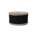 2 1/2" Felt Wired Ribbon | Black w/ Tinsel Edge | 10 Yard Roll