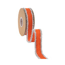 1" Felt Wired Ribbon | Orange w/ Tinsel Edge | 10 Yard Roll